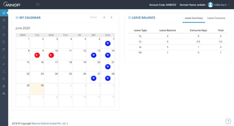 Employee portal attendance register